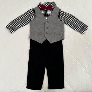 Carter's Gray and Black Toddler Boy Matching Set with Red Bow Tie - 18 m - NWOT